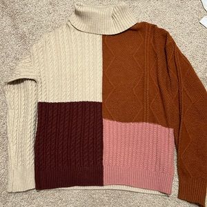 Turtleneck Multi-Pattern Sweater